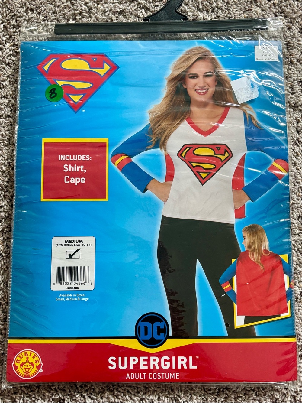 NWT Rubie's DC Superheroes Supergirl Sporty Tee Costume Top with Cape - Medium